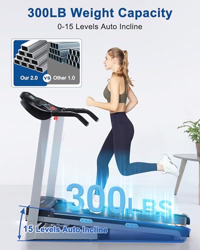 BORGUSI Treadmill with Auto Incline - 300 lb Capacity, 3.0HP Folding Electric Treadmill Up to 8.5 MPH Speed, Running Machine with 17.5" Wide Tread Belt and Bluetooth Speaker for Home Use - Image 5