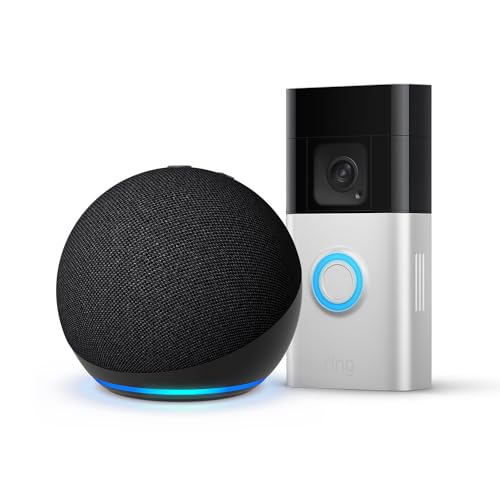 Ring Battery Video Doorbell Plus by Amazon + Echo Dot (5th generation, 2022 release)| Wireless Video Doorbell Camera with 1536p HD Video, Head-To-Toe View, Colour Night Vision, Wi-Fi, DIY