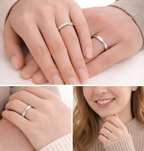 Generic Two Rings, One Bond Silver Tone Couple Ring Set Pack of 2 - Image 3
