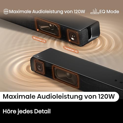 Hisense HS1000, 2.0 Kanal Soundbar, 120W max Audio Power, Dolby Audio, DTS Virtual:X, Voice Enhanced, TV Mode, EzPlay