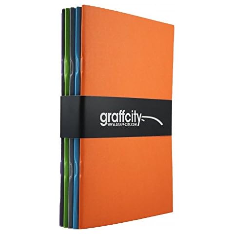 5 Pack Sketch Book A5 Drawing Pad Bundle 140GSM Cartridge Paper Colour Covers 40 Pages in Each Book Cover