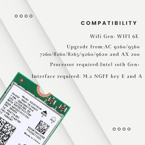 Image of Plugnet | Intel AX210NGW WiFi 6E Adapter, Tri-Band 2.4 /5 /6 GHz, Up to 2.4 Gbps, M.2 for PCs, Bluetooth 5.3, Windows 10 /11, Linux Compatible (for only Laptop)