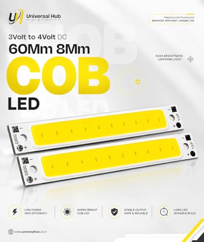 Image of Pack of 2 COB LED Strip Module, 3V-4V DC, 60mm x 8mm, Ultra Bright White