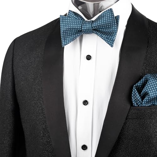 Image of Alizeal Mens 2pcs Solid Self-tied Bow Tie Set | Alizeal Mens 2pcs Self-tied Solid /Animal Bow Tie and Pocket Square Set Perfect for Wedding Business Formal Events