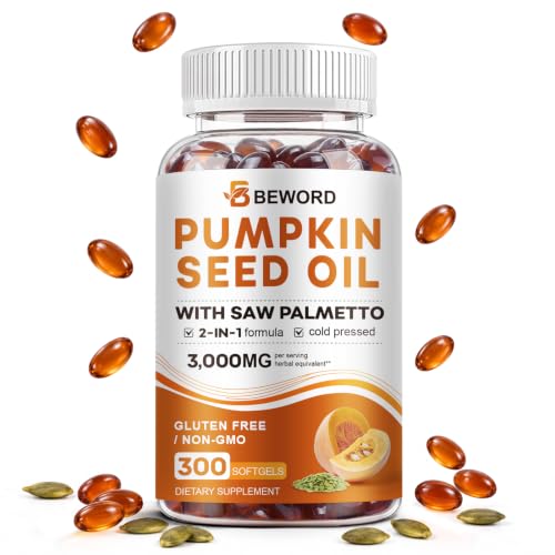 BEWORD Pumpkin Seed Oil with Saw Palmetto Softgels