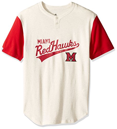 NCAA Miami of Ohio Redhawks Men's Vault Tail Sweep Short Sleeve Henley Tee, Large, White