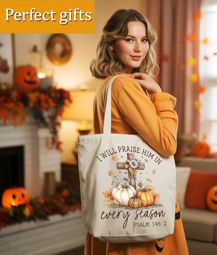 Image of Aesthetic Christian Gifts Tote Bag for Church, Religious Tote Bag for Bible Study, Medium Size with Inner Pocket