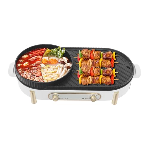 Hot Pot eléctrico con función de parrilla 2 en 1 1700 W – Hot Pot & Grill con revestimiento...