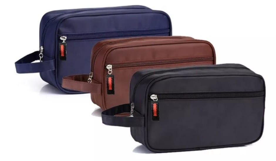 Necessaire Masculina Executiva Viagem Trabalho Estojo Organizador Impermeável Nylon (Preto)