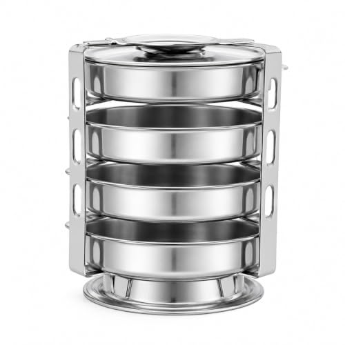 Image of Thatte Idli Maker Stainless Steel | dhokla maker | idiyappam, pan cake maker | 4 plates with heavy stand