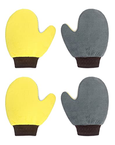 QWORK 4 Pack Painters Gloves Soft Microfiber Terry Mitts for Cleaning Dusting and Painting