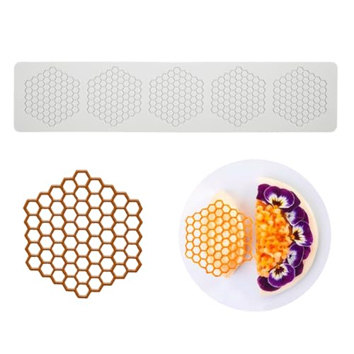 YapitHome Molde de Silicona Forma Panal Honeycomb,Molde de Panal Alfombrilla de Silicona,Forma de Panal Tapete en Relieve Para Fondant, Chocolate,Pasteles,Platos,Postres