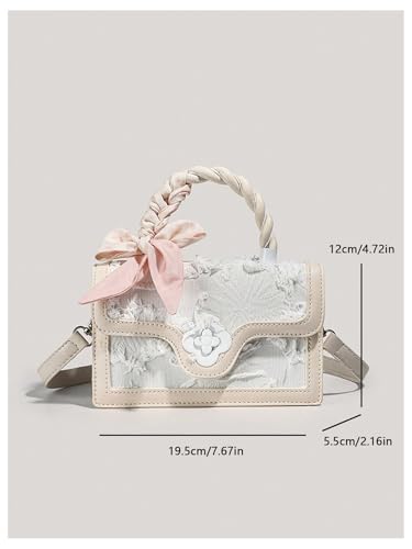 Image of Verdusa Women's Vintage Crossbody Bags Top Handle Square Flap Satchel Purses with Ribbon