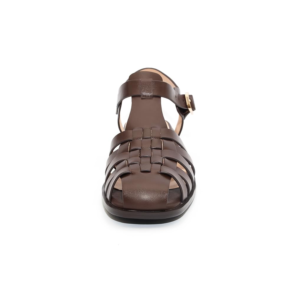 ONEENO Sandalias romanas planas de cuero para mujer