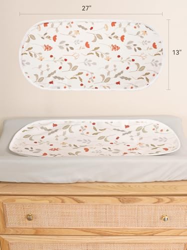 Image of TILLYOU Waterproof Changing Pad Liners 6 Pack, 100% Cotton Reusable Cloth Diaper Liners, Forest Floral