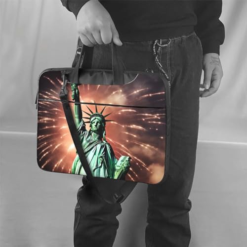 Maletín para laptop con bandera Estatua de la Libertad 15.6 pulg miniatura 2