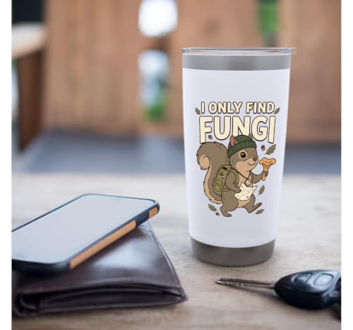 I Only Find Fungi Squirrels In Nature Humour de chasse aux champignons Gobelet isotherme en acier inoxydable double paroi – vue 7