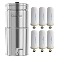 Culligan MaxClear 3 Gallon Gravity Water Filter System Removes Microplastics, PFAS & Lead, NSF/ANSI Certified, Polished Stainless-Steel Countertop Filter with 6 Ceramic Filters