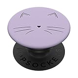 Black Cat Face Light Pastel Purple PopSockets PopGrip: Swappable Grip for Phones & Tablets