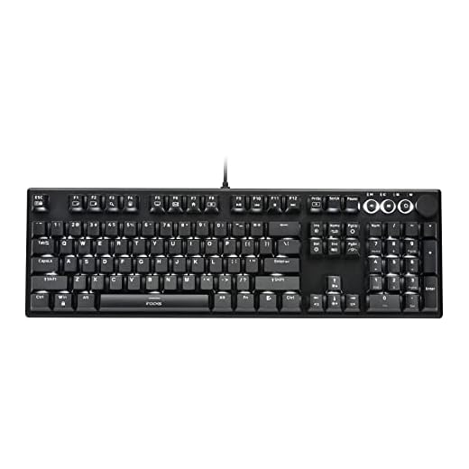 i-rocks K74M Illuminated Mechanical Keyboard - with Hot Swappable Switches - 107keys, USB-C Detachable Cable, LED Backlit, PBT Double Shot Keycaps, Smart Wheel Control - Black