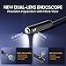 [Dual-Lens] Borescope with Light,Camii Industry Endoscope HD Camera IP67 Waterproof with Adjustable LED Lights, 1920P Endoscope Semi-Rigid Cable Snake Inspection Camera for iOS Android(16.4ft)