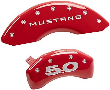 MGP Caliper Covers 10198SM50RD Red Brake Covers Engraved with Silver Mustang/5.0 (2011) (Set of 4)
