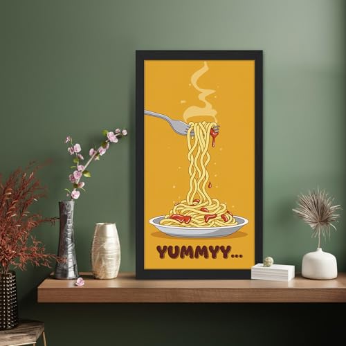Image of NoWorries Wall art framed painting food posters for cafe decor (Synthetic wood frame) inch300 GSM premium art HD prints inch Wall painting for Home & Kitchen Decor (Pattern illustration)( Set of 1, Framed Painting) (BLACK, ART-1, 10X19INCHES)