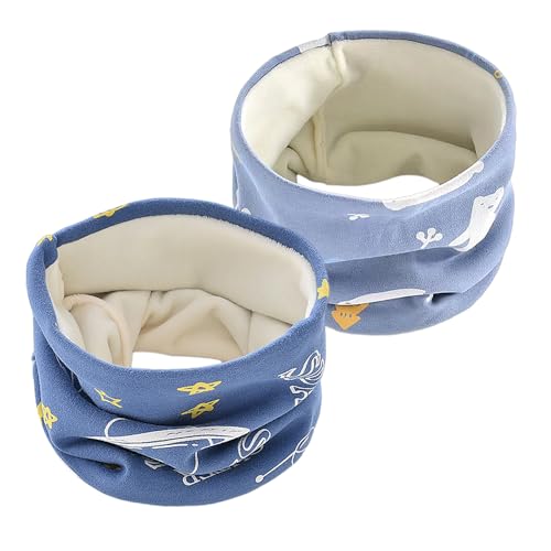 NyxSeat 2 pañuelos para el cuello para niños, bufanda de forro polar, cuello térmico, bufanda para niños, bufanda cálida y resistente al viento, pañuelo de cuello de invierno, azul, 20 * 16 cm