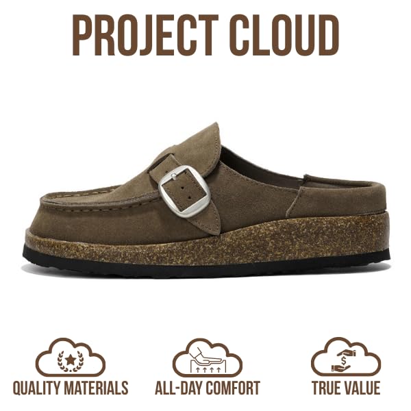 Project Cloud 100% Genuine Leather Moccasin-Style Clogs for Women - Memory Foam and Water Resistant Mules Slip-on - Non-Slip and Durable Clogs Casual Shoes for Women Footwear