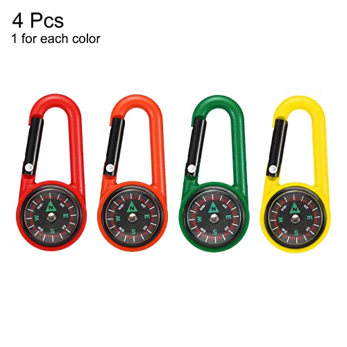 Patikil Keychain Compass, 4 In 1 Set Pocket Camping Compass With Buckle For Outdoor Hiking Hunting Travelling Party Favors, Multicolored #TOP2