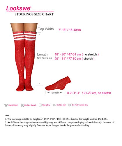 Image of Lookswe Womens Over Knee High Socks Sexy Sparkle Rhinestone Stockings Long Casual Socks