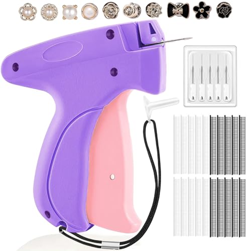 wohot Pistolet Etiquette Textile Aiguille Fine, Fixation Rapide Vêtements avec 5 Aiguilles, 3000 Aiguilles en Plastique, 10 Boutons Mercerie Pin's, Stitchy...