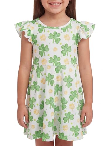 Image of Unique Baby Girls' Short Sleeve Everyday Printed Dresses for Kid and Toddler, Sizes 2T-12Y