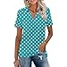 Short Sleeve Tops for Women Spring V Neck Collared Polo Shirts Dressy Casual Classic Vinatge Polka Dot Printed Summer Blouses Retro Exercise Hawaiian Fashion Clothing Womens Polo Shirts, Turquoise, L