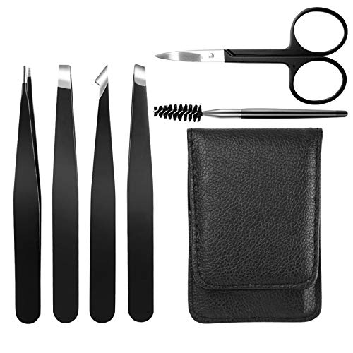Augenbrauen Pinzetten Set 6pz Präzisions Pinzetten Set mit Etui Augenbrauenzupfen Edelstahl Gesichtshaarentferner Pinzette Augenbrauen Zupfen für Haarentfernung Cover