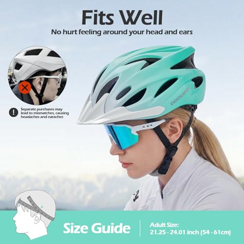 Image of Odoland Adult Bike Helmet with Cycling Sunglasses Set for Men & Women | Safety Certified Bicycle Helmet, UV Protection Glasses, Adjustable Dial for Mountain, Urban, Skating, Road, City Commuting