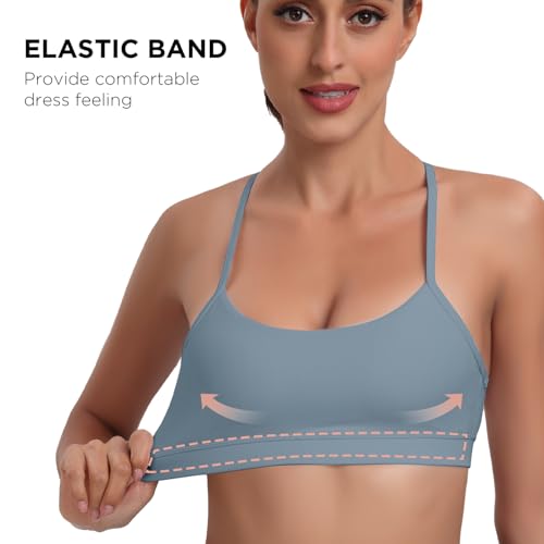 Image of Raxnode Women's 3-Pack Y-Back Sports Bra, Thin Spaghetti Strap Nylon Yoga Bra with Removable Cups, Light Support Bralettes