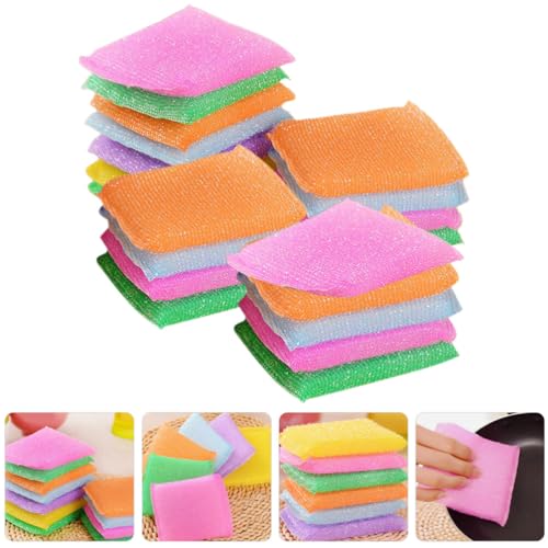 Image of CLISPEED 20pcs Multi-Purpose Scouring Pad Non-Scratch Cleaning Sponges for Pots Pans Dishes Utensils Non-Stick Cookware Kitchen Bathroom Dish Sponge, 9.50X8.00X1.50CM