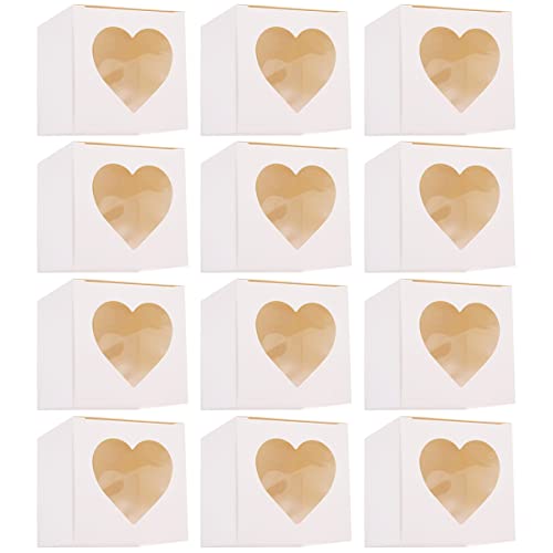 Cabilock 12Pcs Individual Cupcake Holder Box with Transparent Window Elegant Baking Dessert Container for Egg Tarts Muffins and Pastries for Events and