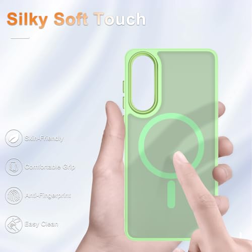 Image of for Samsung Galaxy S25 Edge Case, Matte Magnetic Phone Case with 1 Screen Protector, Support for Magsafe, Translucent Frosted Shockproof Protective Cover for Samsung Galaxy S25 Edge, Mint Green