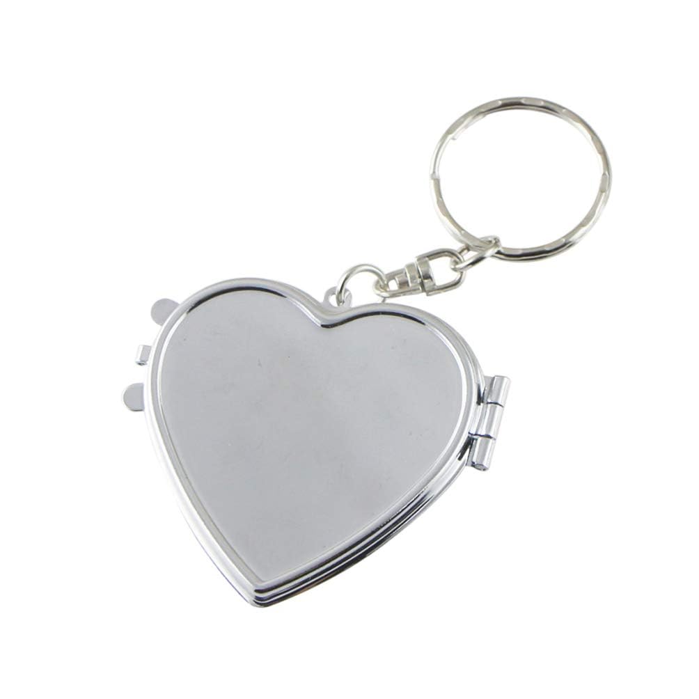 Cute Heart-Shaped Compact Mirror Keychain for Girls & Women – Mini Portable Makeup Mirror with Key Ring, Small Travel Cosmetic Mirror for Purse, Handbag & Backpack, Gift for Birthday & Valentine’s Day