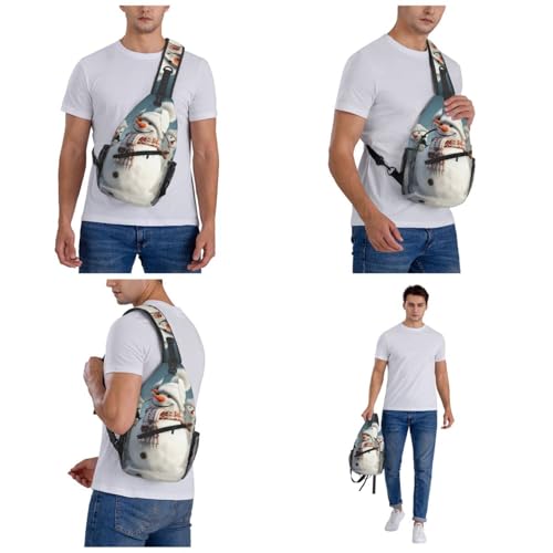 Happy Snowman Mochila Pecho Cruzada Negra miniatura 7