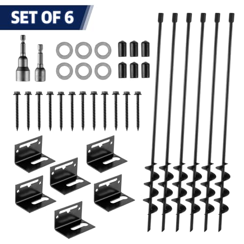 MIXXIDEA 24 in Mobile Home Anchors, Metal Ground Anchor Screw in, Heavy-Duty Earth Anchors with Adapter for Drill, Anchor Kits (24in-6pk)