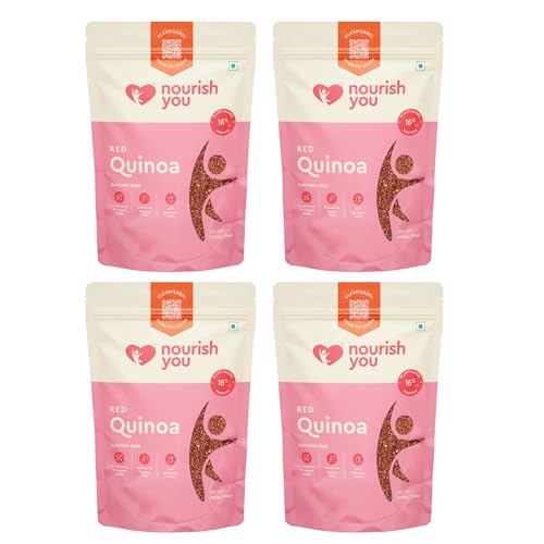 Image of Nourish You Premium Red Quinoa | High Protein Supergrain for Salads, Khichdi, Pulao & Healthy Meals | Gluten Free, Rich in Fiber & Antioxidants | 500g x Pack of 4