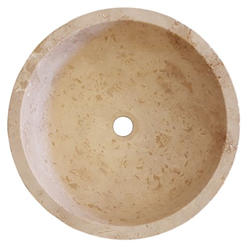 Brushed Natural Stone Vessel Sink - Light Travertine #TOP1