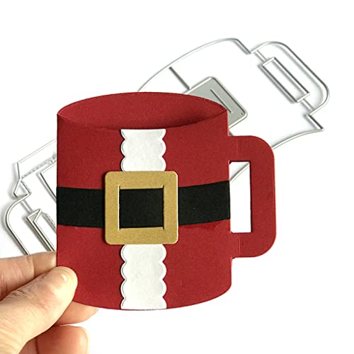 Baiyao Fustelle in metallo a forma di tazza di Natale, stencil 3D per biglietti regalo di Natale, stencil per fai da te, album di ritagli, album di carta, goffratura, fai da te