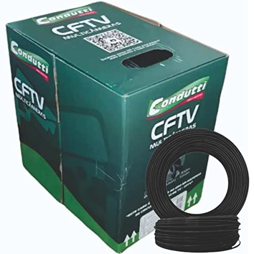 Cabo De Rede Multicameras 4p Preto Cftv Cx 300m Condutti