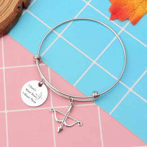 Heigebi Archery Bracelet Gifts For Women Men I Don\'t Wear Bows I Shoot Them Jewelry Archery Lover Arrow Gift for Archery Team Coach Jewelry Christmas Birthday Thanksgiving Gift