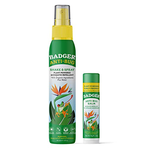 Image of Badger Bug Spray (4oz) & Bug Repellent Balm Stick (.6oz) - Organic Deet Free Mosquito Repellent with Citronella & Lemongrass, Natural Plant Based Family Friendly Insect Repellent