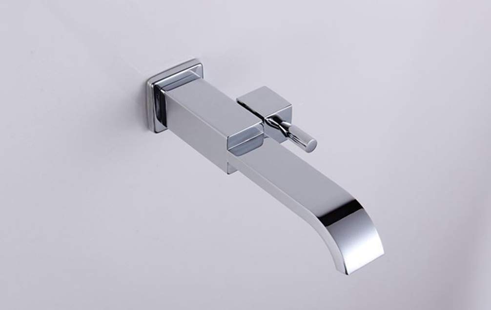 Grifo de agua fría cromado para cuenca de baño con diseño estilizado 2